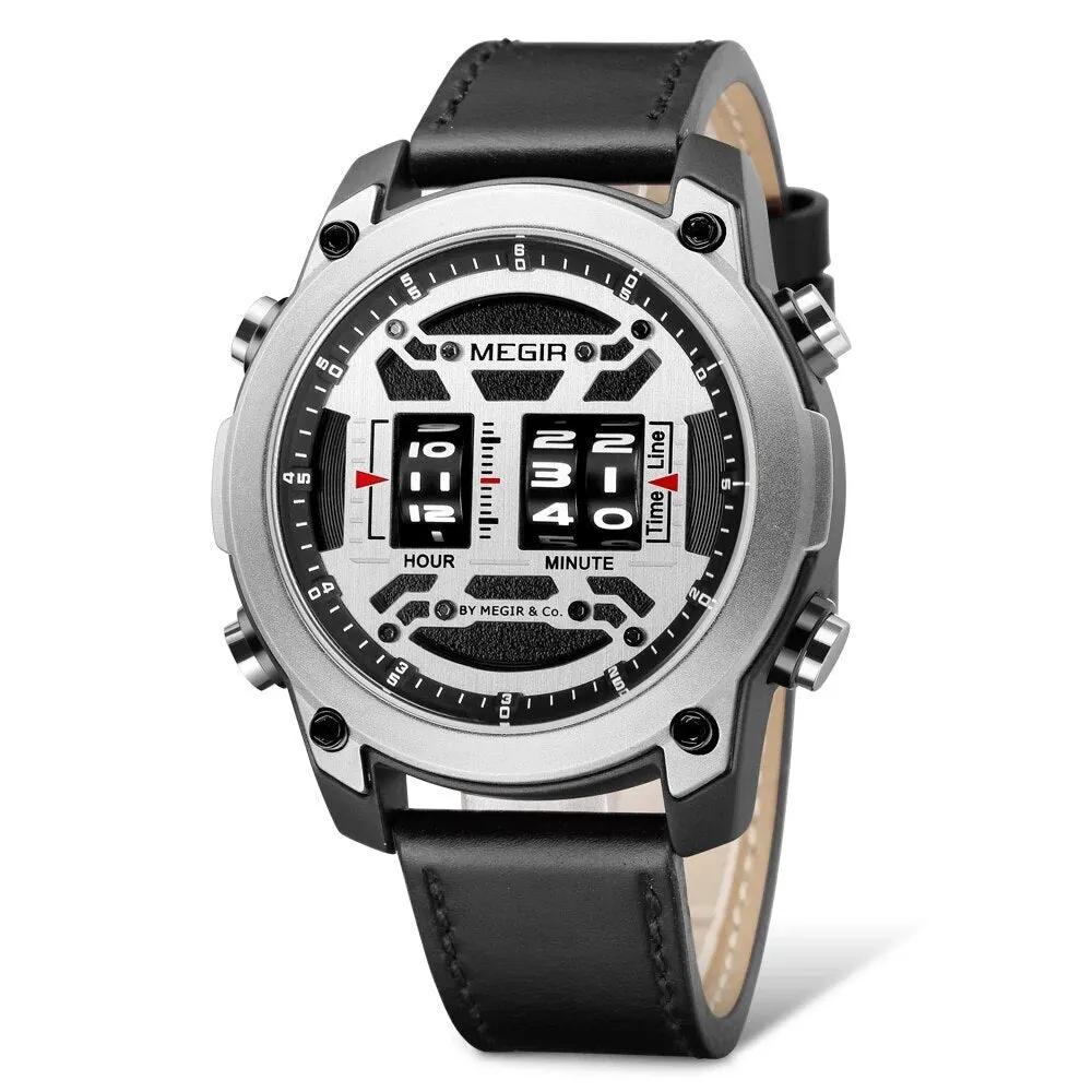 MEGIR Men's Watch Roller Business Casual Wristwatch Leather Fashion Sports Quartz Watch Chronograph Waterproof Male Clock 2142 by MEGIR WATCH GROUP