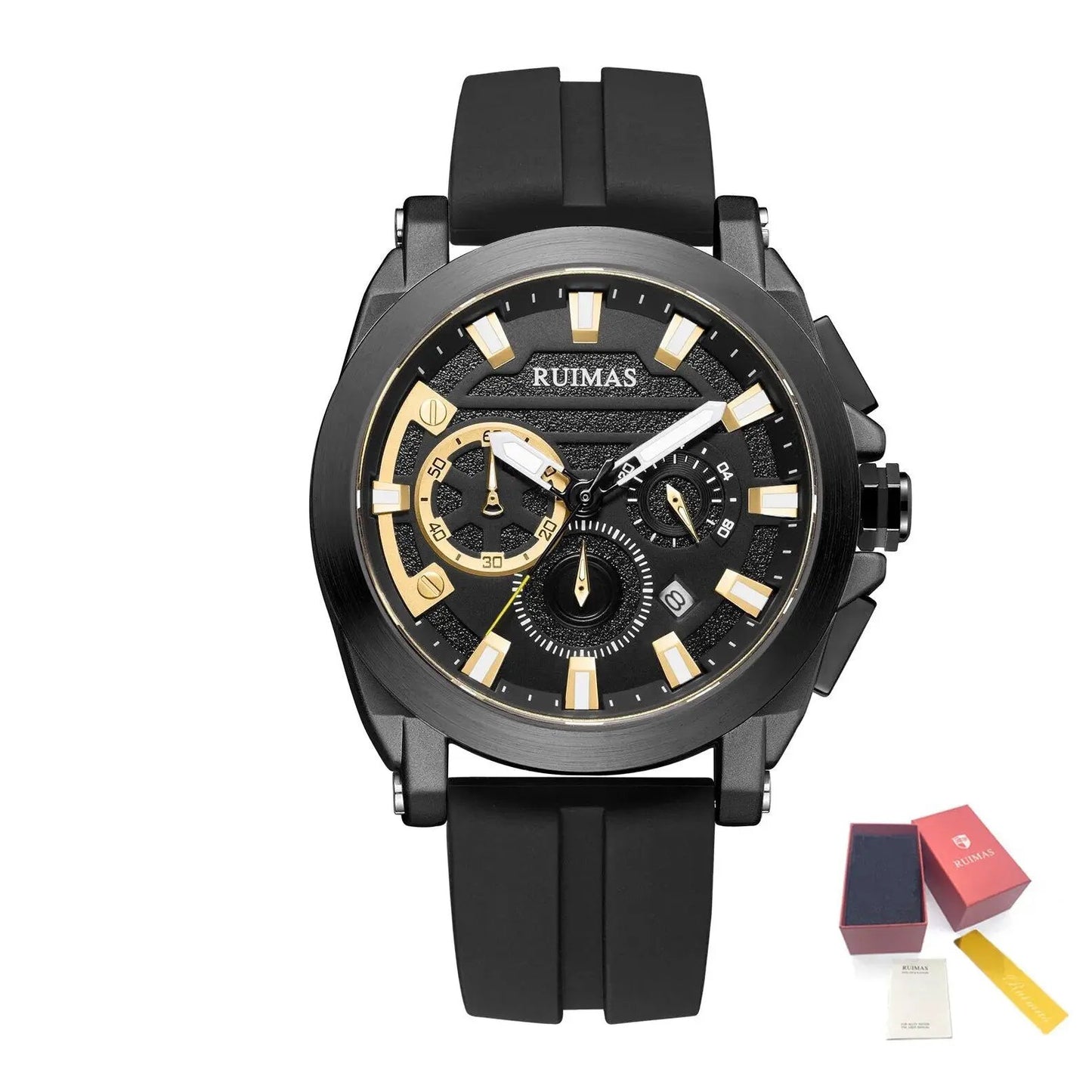 RUIMAS Relogio Masculino Luxury Silicone Band Large Dial Mens Sports Watch Waterproof Luminous Date WristWatch Quartz Clock 580 by MEGIR WATCH GROUP