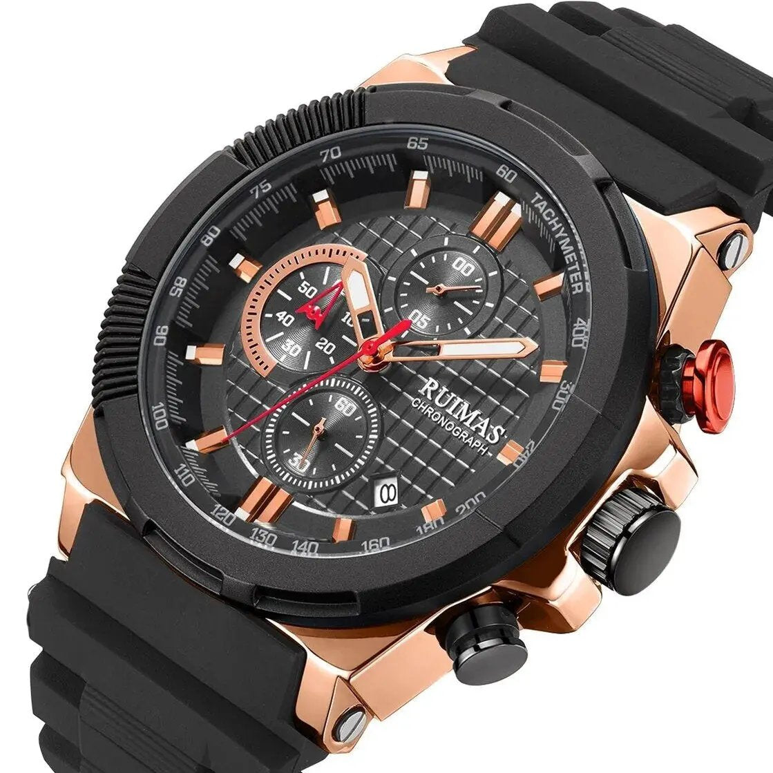RUIMAS Relogio Masculino Luxury Mens Watches Silicone Strap Quartz Sports Wristwatch Luminous Hands Clock Chronograph Auto Date 583 by MEGIR WATCH GROUP