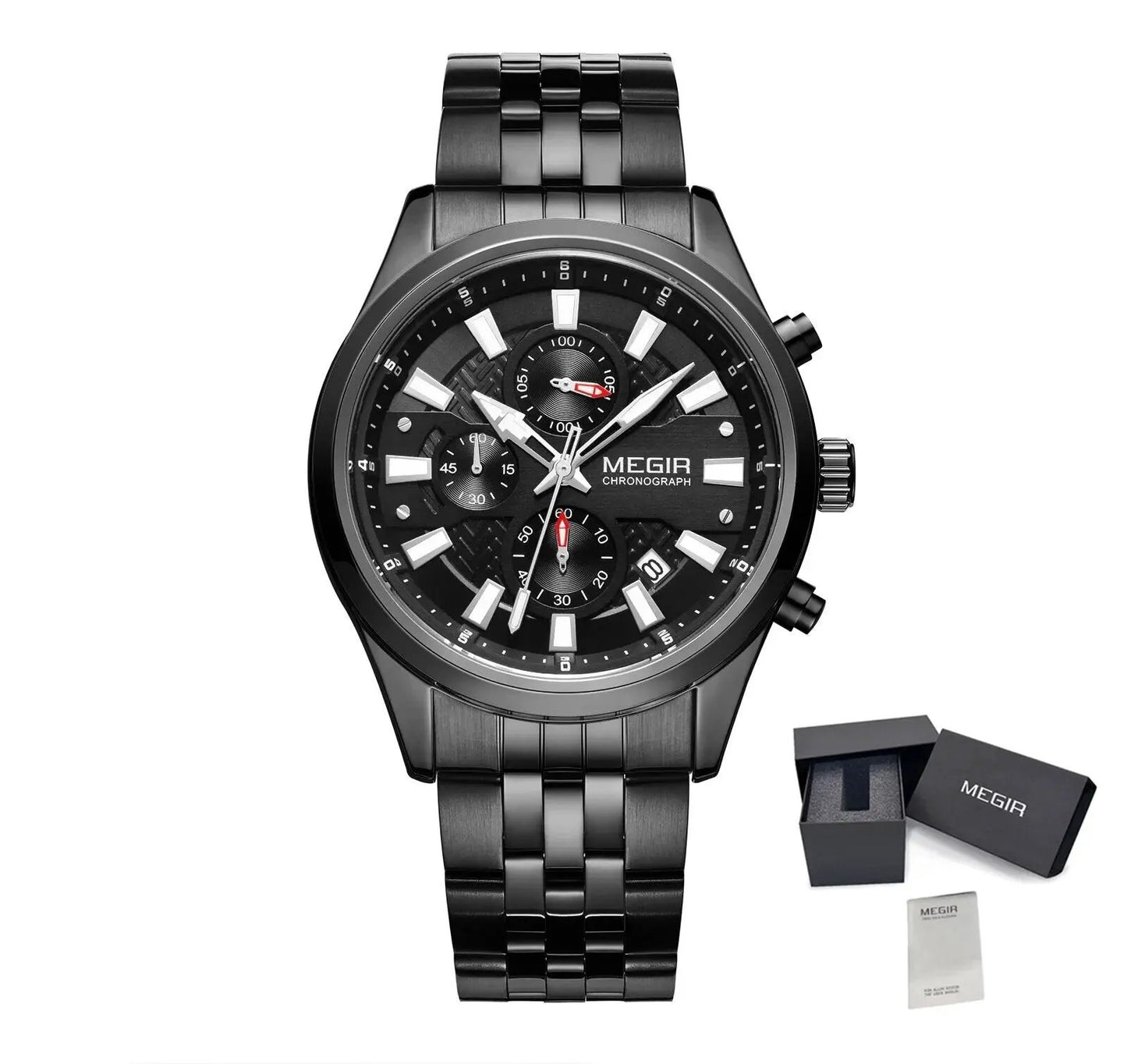 MEGIR Fashion Men Watches Luxury Business Wristwatch Stainless Steel Quartz Watch Calendar Luminous Man Clock Relogio Masculino 2154 by MEGIR WATCH GROUP