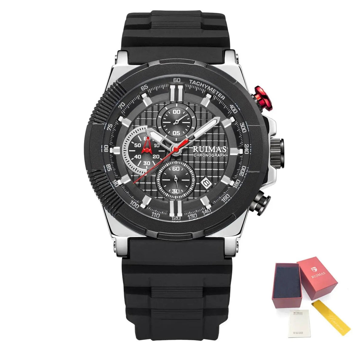 RUIMAS Relogio Masculino Luxury Mens Watches Silicone Strap Quartz Sports Wristwatch Luminous Hands Clock Chronograph Auto Date 583 by MEGIR WATCH GROUP