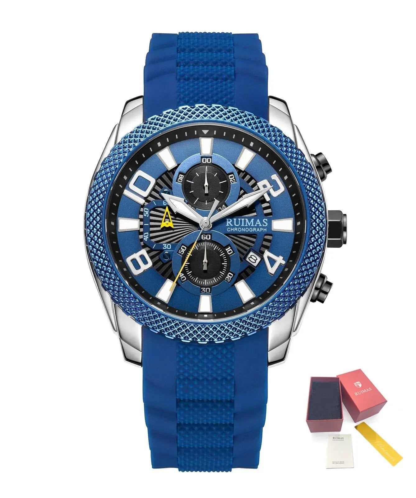 RUIMAS Fashion Watches for Men Luxury Large Dial Quartz Sports Chronograph Clock Luminous Date Casual WristWatch Reloj Hombre 584 by MEGIR WATCH GROUP