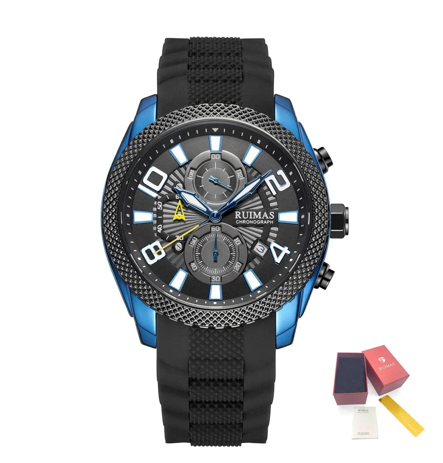 RUIMAS Fashion Watches for Men Luxury Large Dial Quartz Sports Chronograph Clock Luminous Date Casual WristWatch Reloj Hombre 584 by MEGIR WATCH GROUP