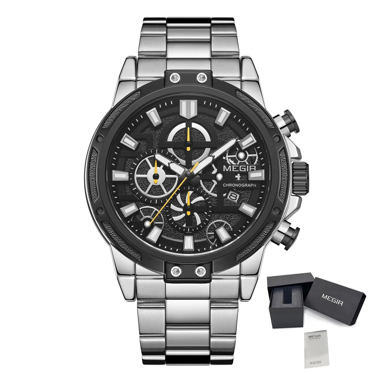MEGIR Luxury Business Watches for Man Stainless Steel Strap Quartz Casual Wristwatch Waterproof Calendar Men Chronograph 2108 by MEGIR WATCH GROUP
