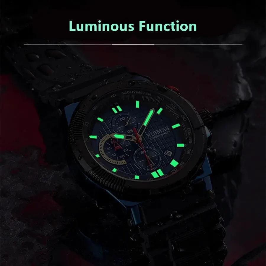 RUIMAS Relogio Masculino Luxury Mens Watches Silicone Strap Quartz Sports Wristwatch Luminous Hands Clock Chronograph Auto Date 583 by MEGIR WATCH GROUP
