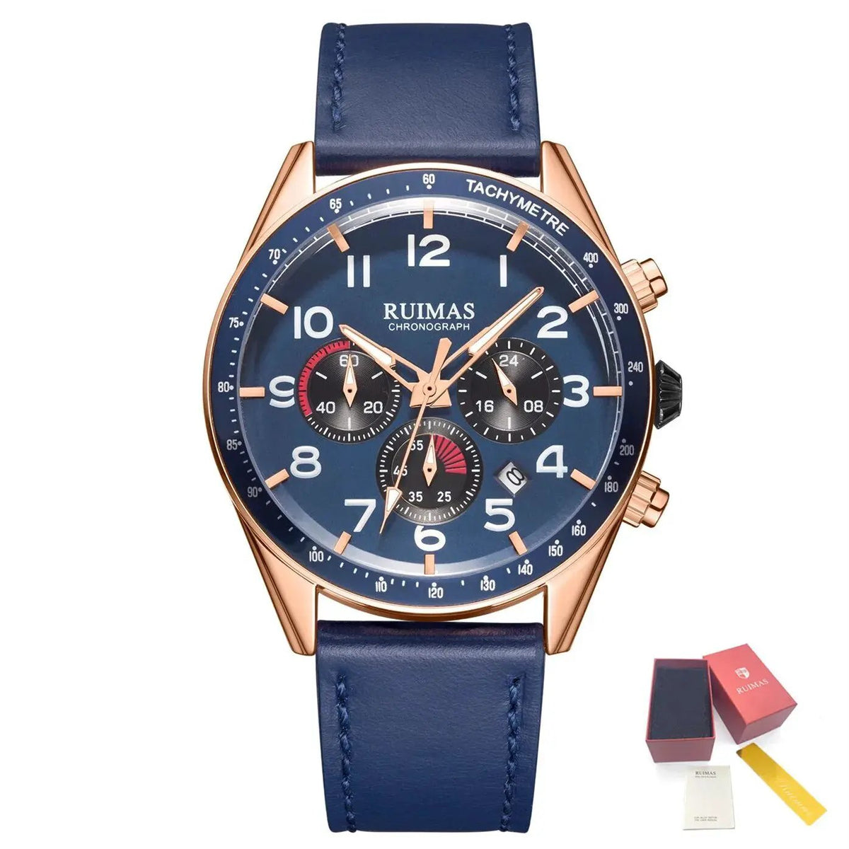 RUIMAS Luxury Brand Chronograph Watches for Men Fashion Leather Sports Military Wristwatch Luminous Clock Auto Date Reloj Hombre 574 by MEGIR WATCH GROUP