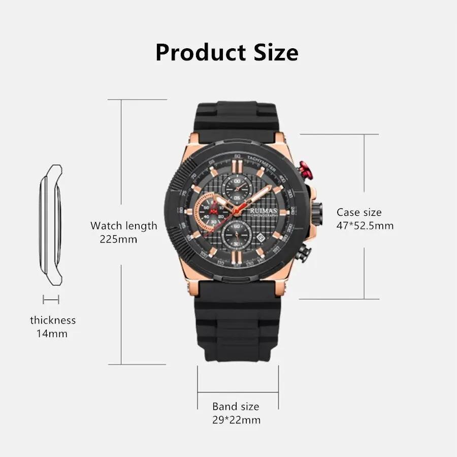 RUIMAS Relogio Masculino Luxury Mens Watches Silicone Strap Quartz Sports Wristwatch Luminous Hands Clock Chronograph Auto Date 583 by MEGIR WATCH GROUP
