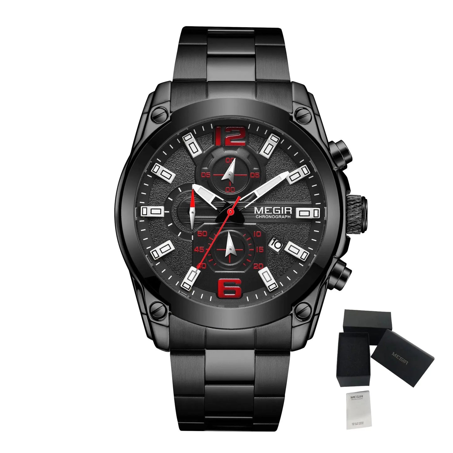 MEGIR Luxury Men Business Casual Wristwatch Chronograph Stainless Steel Waterproof Luminous Quartz Watch Clock Calendar Reloj Hombre 2063 by MEGIR WATCH GROUP