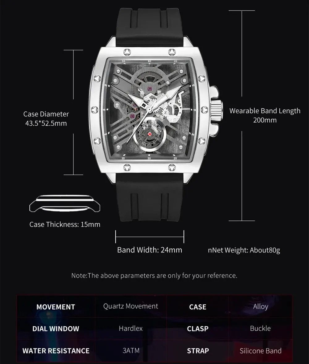 RUIMAS Luxury Fashion Men Sports Quartz Wrist Watches Waterproof Luminous Large Dial Casual Wristwatch Silicone Montre Homme 310 by MEGIR WATCH GROUP