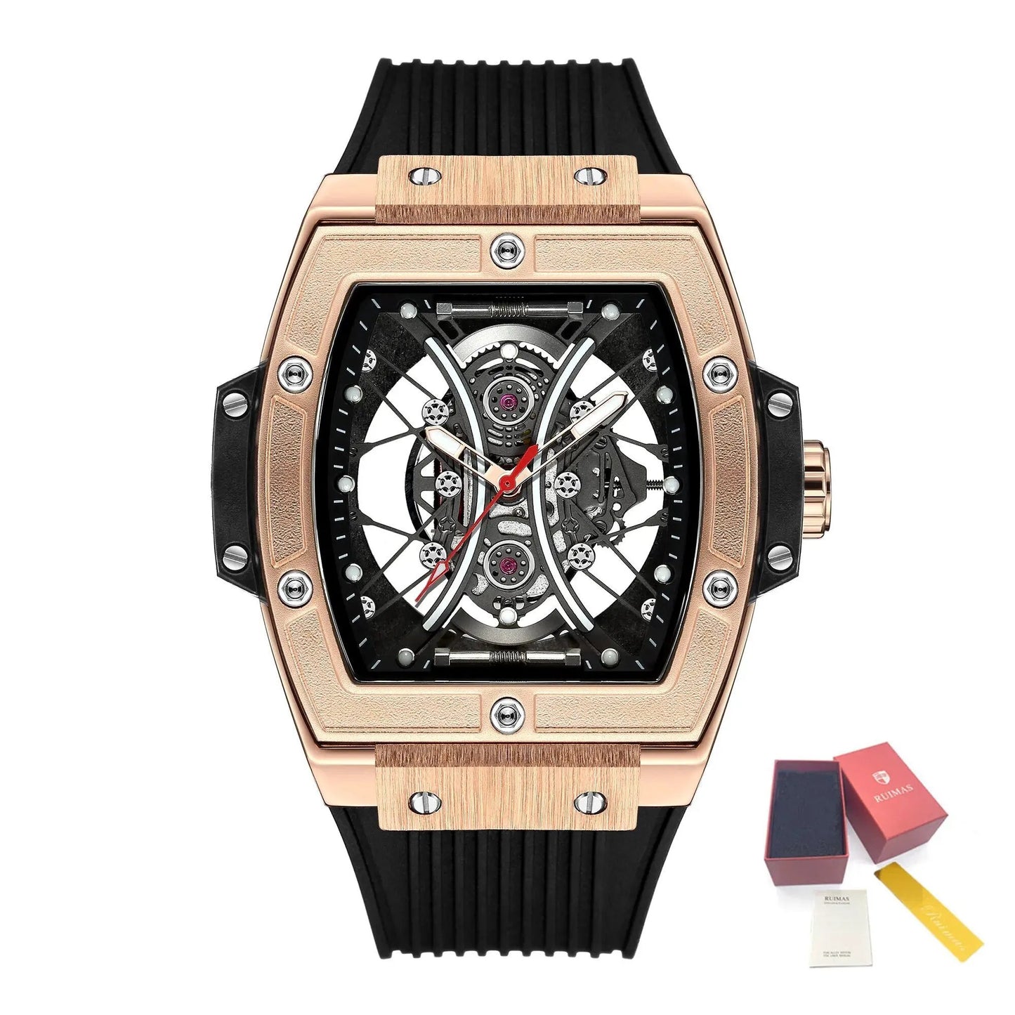 RUIMAS Quartz Sport Watches for Man Hollow Out Fashion Men Wristwatch 3ATM Waterproof Silicone Strap Clock Relogio Masculino 334 by MEGIR WATCH GROUP