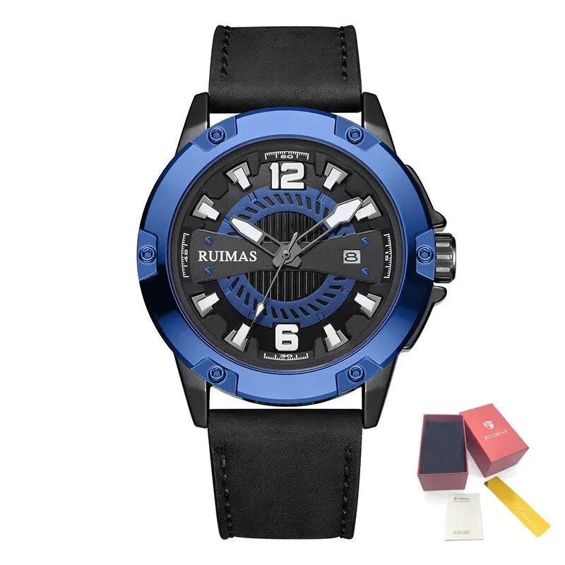 RUIMAS Luxury Men Watches Leather Strap Sport Casual Wristwatches Waterproof Luminous Date Clock Big Dial Montre Homme 302 by MEGIR WATCH GROUP
