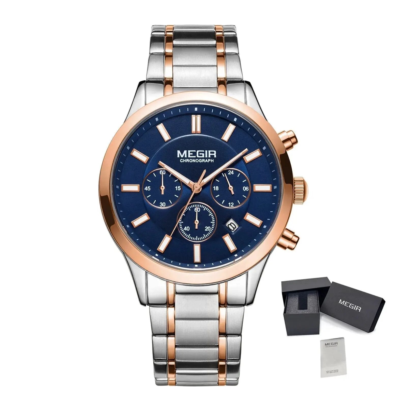 MEGIR Stainless Steel Waterproof Wrist Watches for Men Luminous Chronograph Business Quartz Men's Casual Clock Reloj Hombre 2150 by MEGIR WATCH GROUP
