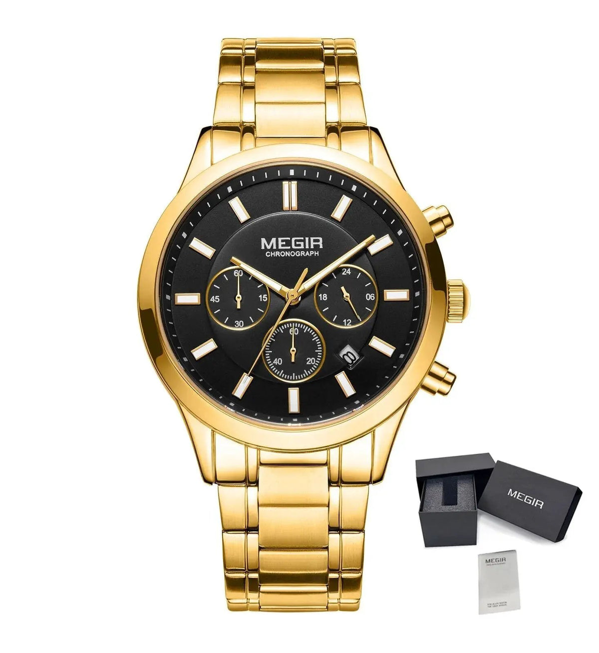 MEGIR Stainless Steel Waterproof Wrist Watches for Men Luminous Chronograph Business Quartz Men's Casual Clock Reloj Hombre 2150 by MEGIR WATCH GROUP