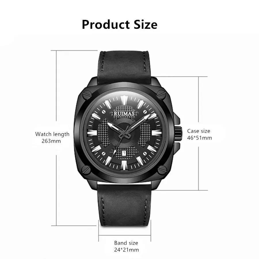 RUIMAS Top Brand Fashion Sports Quartz Wrist Watches for Men Waterproof Luminous Leather Band Relogio Masculino with Auto Date 303 by MEGIR WATCH GROUP