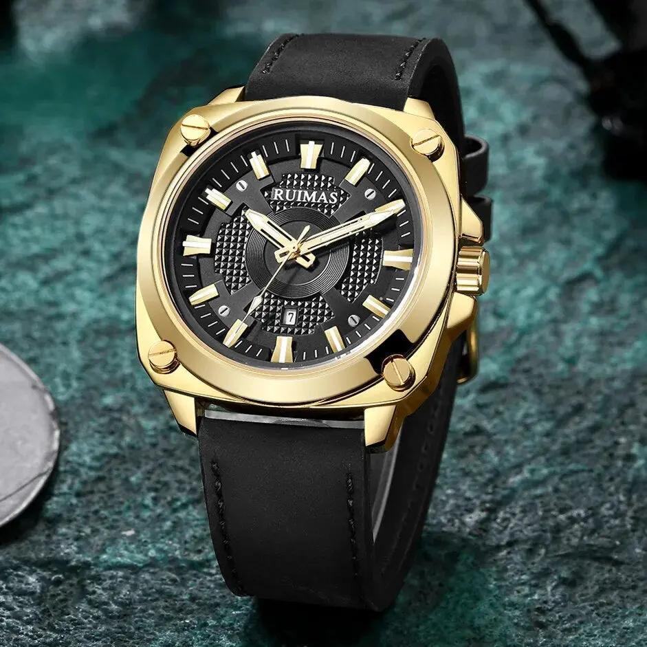 RUIMAS Top Brand Fashion Sports Quartz Wrist Watches for Men Waterproof Luminous Leather Band Relogio Masculino with Auto Date 303 by MEGIR WATCH GROUP