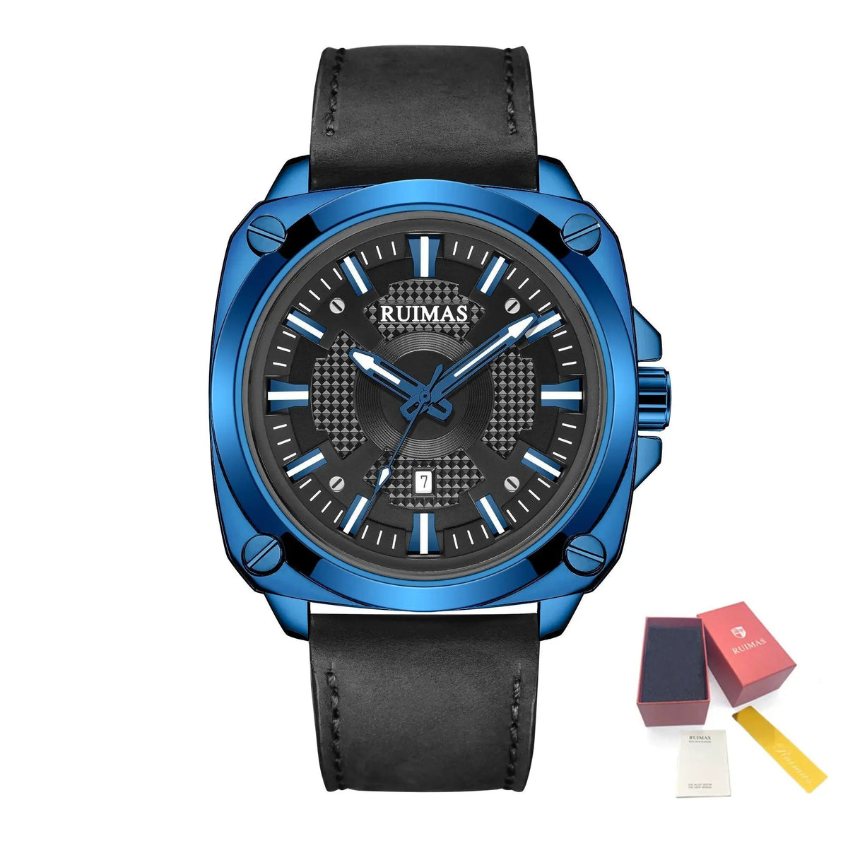RUIMAS Top Brand Fashion Sports Quartz Wrist Watches for Men Waterproof Luminous Leather Band Relogio Masculino with Auto Date 303 by MEGIR WATCH GROUP