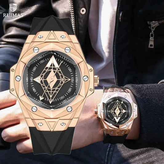 RUIMAS Brand Watches for Men Luxury Quartz Movement Sport Casual Wristwatches Unique Design Waterproof Clock Relogio Masculino 330 by MEGIR WATCH GROUP
