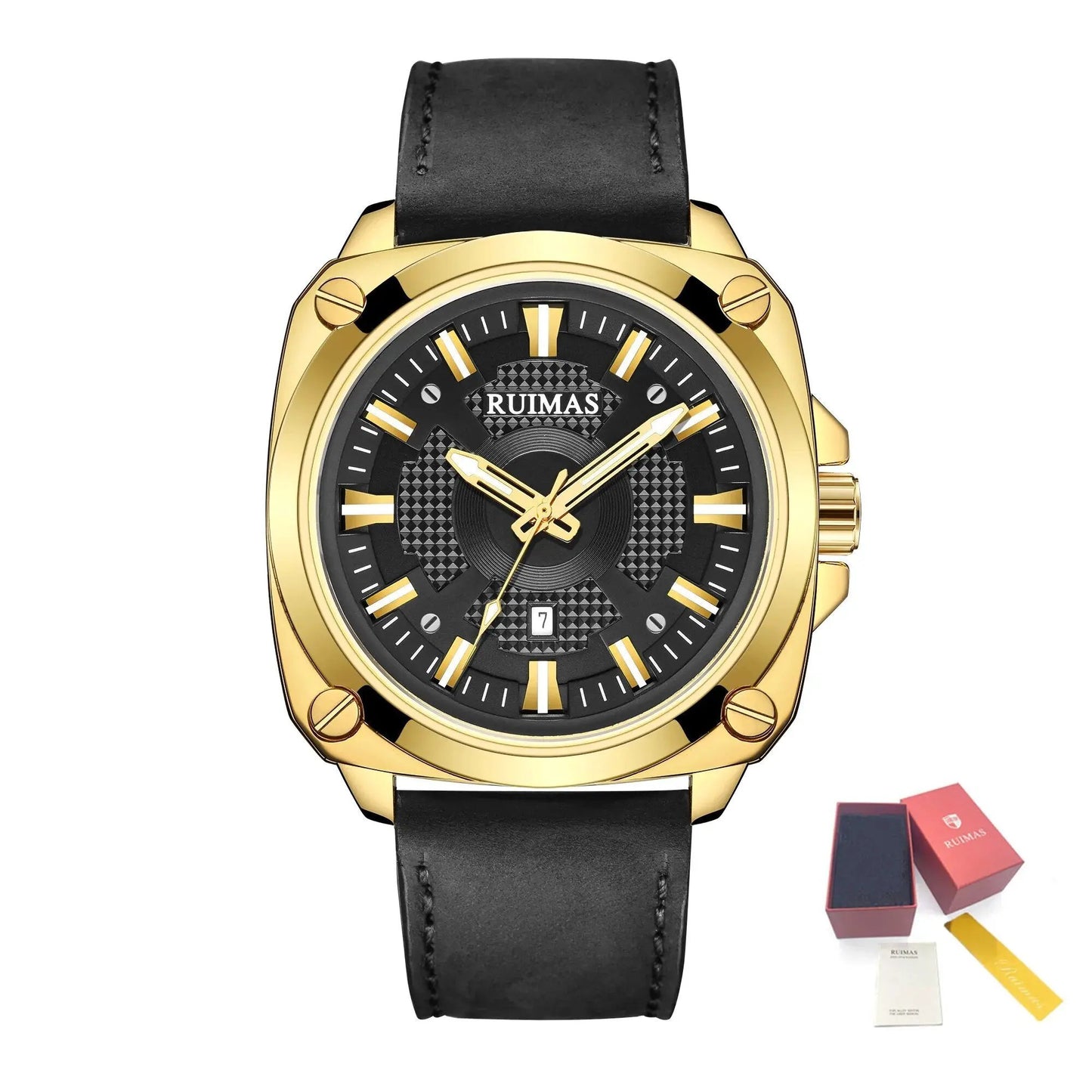 RUIMAS Top Brand Fashion Sports Quartz Wrist Watches for Men Waterproof Luminous Leather Band Relogio Masculino with Auto Date 303 by MEGIR WATCH GROUP