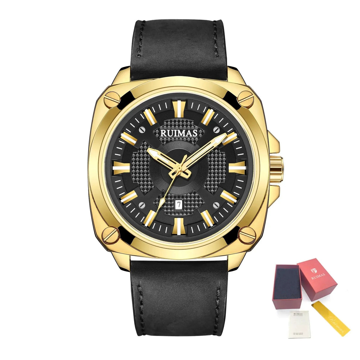 RUIMAS Top Brand Fashion Sports Quartz Wrist Watches for Men Waterproof Luminous Leather Band Relogio Masculino with Auto Date 303 by MEGIR WATCH GROUP