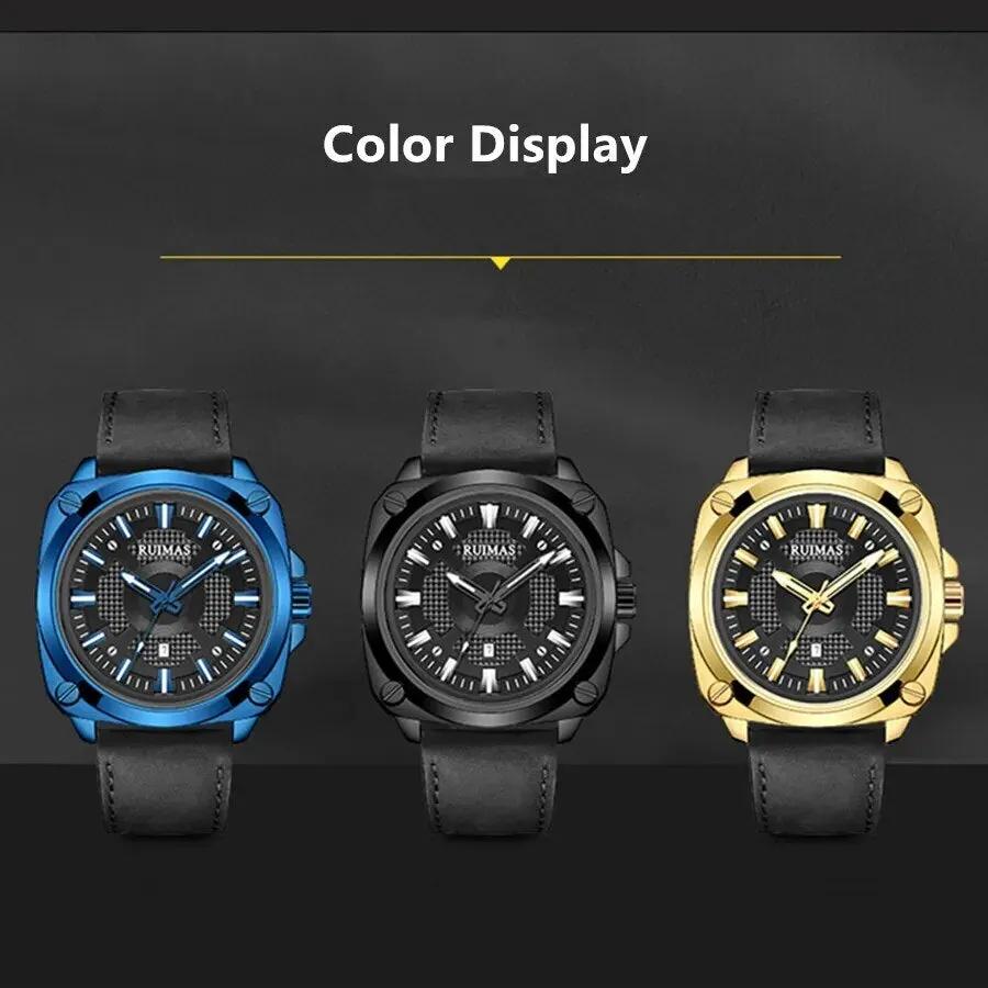 RUIMAS Top Brand Fashion Sports Quartz Wrist Watches for Men Waterproof Luminous Leather Band Relogio Masculino with Auto Date 303 by MEGIR WATCH GROUP
