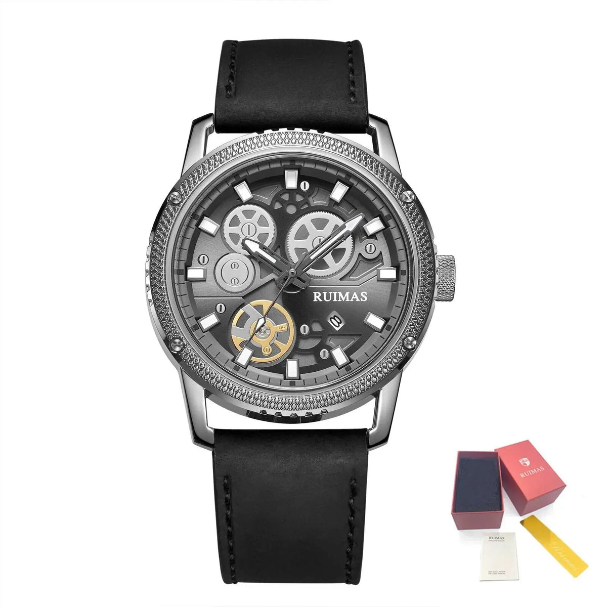 RUIMAS Relogio Masculino Luxury Leather Band Quartz Wristwatch Men Big Dial Moda Watches Waterproof Sport Military Reloj Hombre 306 by MEGIR WATCH GROUP