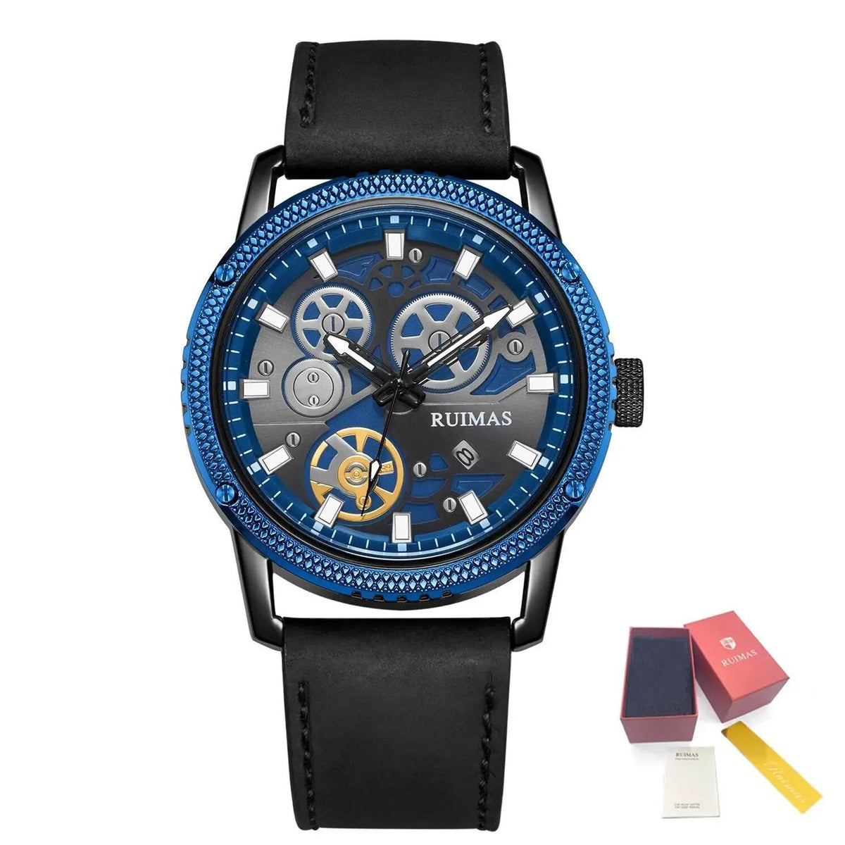 RUIMAS Relogio Masculino Luxury Leather Band Quartz Wristwatch Men Big Dial Moda Watches Waterproof Sport Military Reloj Hombre 306 by MEGIR WATCH GROUP