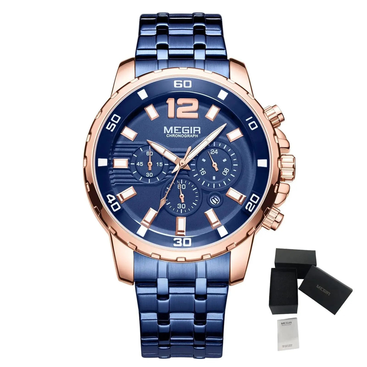 MEGIR Stainless Steel Business Watches for Men Luxury Quartz Casual Wristwatch Luminous Waterproof Date Clock Chronograph 2068 by MEGIR WATCH GROUP