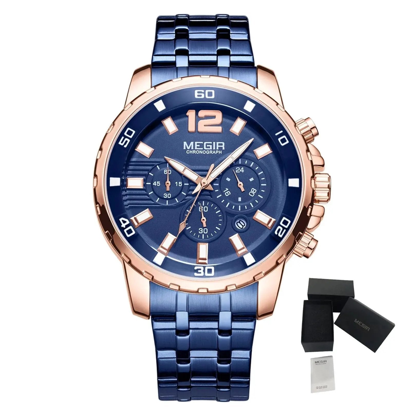 MEGIR Stainless Steel Business Watches for Men Luxury Quartz Casual Wristwatch Luminous Waterproof Date Clock Chronograph 2068 by MEGIR WATCH GROUP