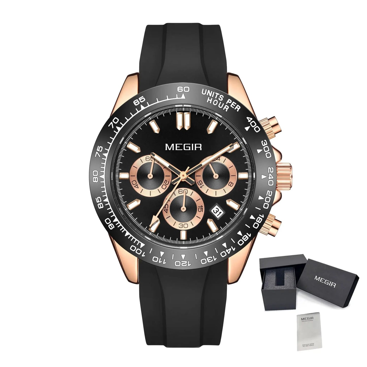 MEGIR Fashion Business Watches for Men Sport Quartz Wristwatch Waterproof Date Clock Chronograph 24-hour Relogio Masculino 8104 by MEGIR WATCH GROUP