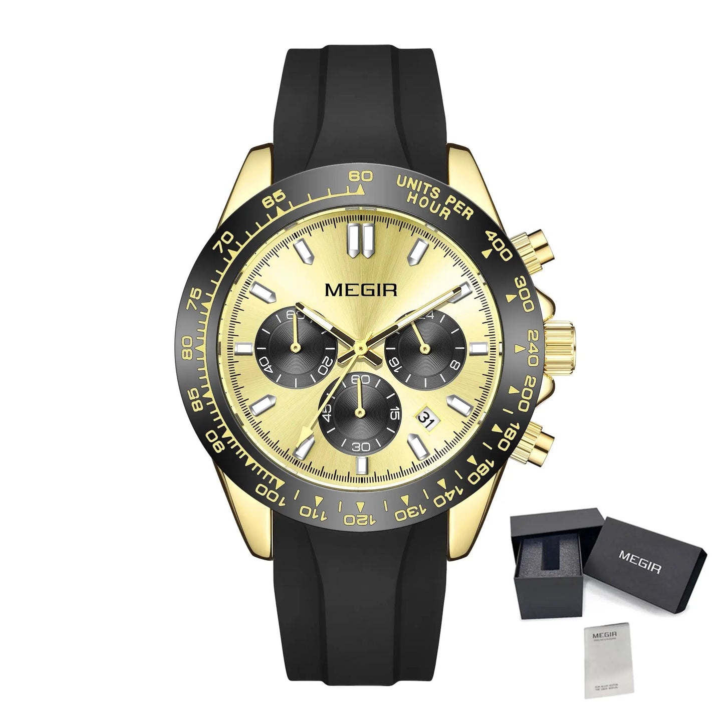 MEGIR Fashion Business Watches for Men Sport Quartz Wristwatch Waterproof Date Clock Chronograph 24-hour Relogio Masculino 8104 by MEGIR WATCH GROUP