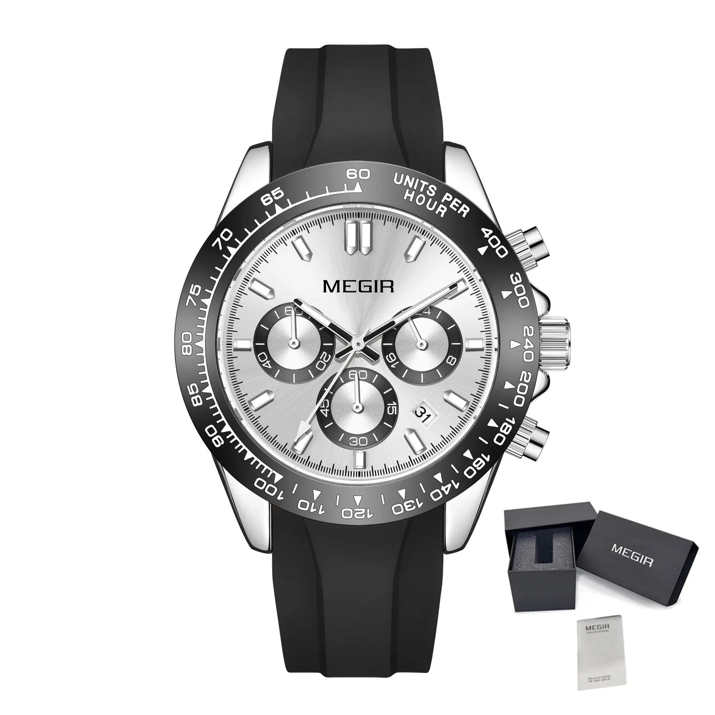 MEGIR Fashion Business Watches for Men Sport Quartz Wristwatch Waterproof Date Clock Chronograph 24-hour Relogio Masculino 8104 by MEGIR WATCH GROUP