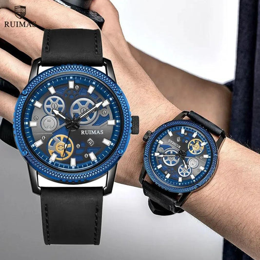 RUIMAS Relogio Masculino Luxury Leather Band Quartz Wristwatch Men Big Dial Moda Watches Waterproof Sport Military Reloj Hombre 306 by MEGIR WATCH GROUP