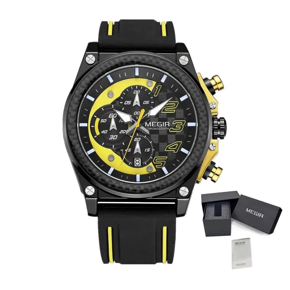 MEGIR Chronograph Sports Watch Men Silicone Military Watches Waterproof Date Clock Fashion Quartz Wristwatches Reloj Hombre 2051 by MEGIR WATCH GROUP