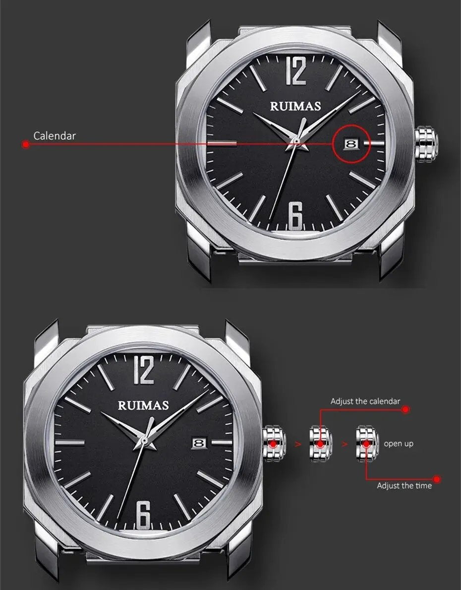 RUIMAS Luxury Silicone Band Quartz Sport Watches for Men Waterproof Calendar Casual Large Dial Wristwatch Clock Montre Homme 525 by MEGIR WATCH GROUP