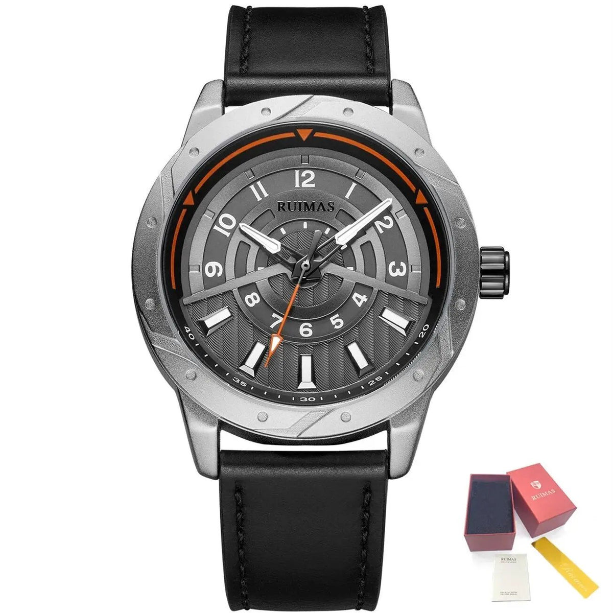 RUIMAS Men Wristwatch Luxury Leather Sports Military Wrist Watches Waterproof Large Dial Casual Quartz Clock Relogio Masculino 594 by MEGIR WATCH GROUP
