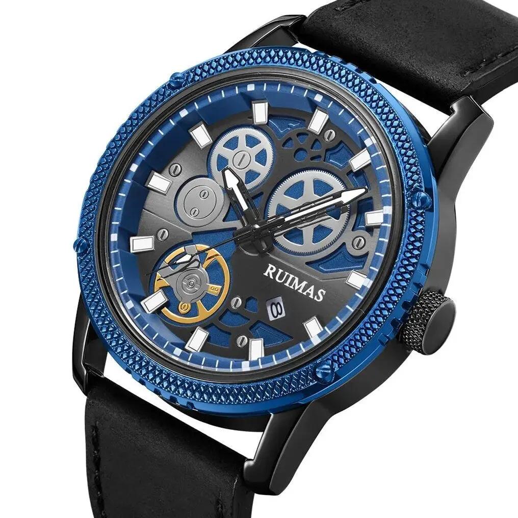 RUIMAS Relogio Masculino Luxury Leather Band Quartz Wristwatch Men Big Dial Moda Watches Waterproof Sport Military Reloj Hombre 306 by MEGIR WATCH GROUP