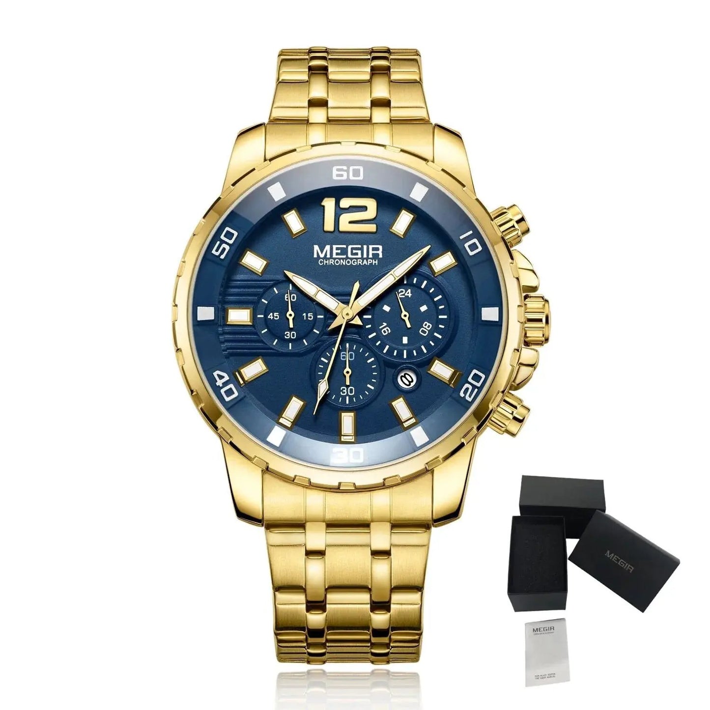 MEGIR Stainless Steel Business Watches for Men Luxury Quartz Casual Wristwatch Luminous Waterproof Date Clock Chronograph 2068 by MEGIR WATCH GROUP