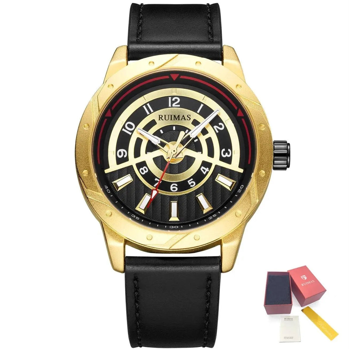 RUIMAS Men Wristwatch Luxury Leather Sports Military Wrist Watches Waterproof Large Dial Casual Quartz Clock Relogio Masculino 594 by MEGIR WATCH GROUP