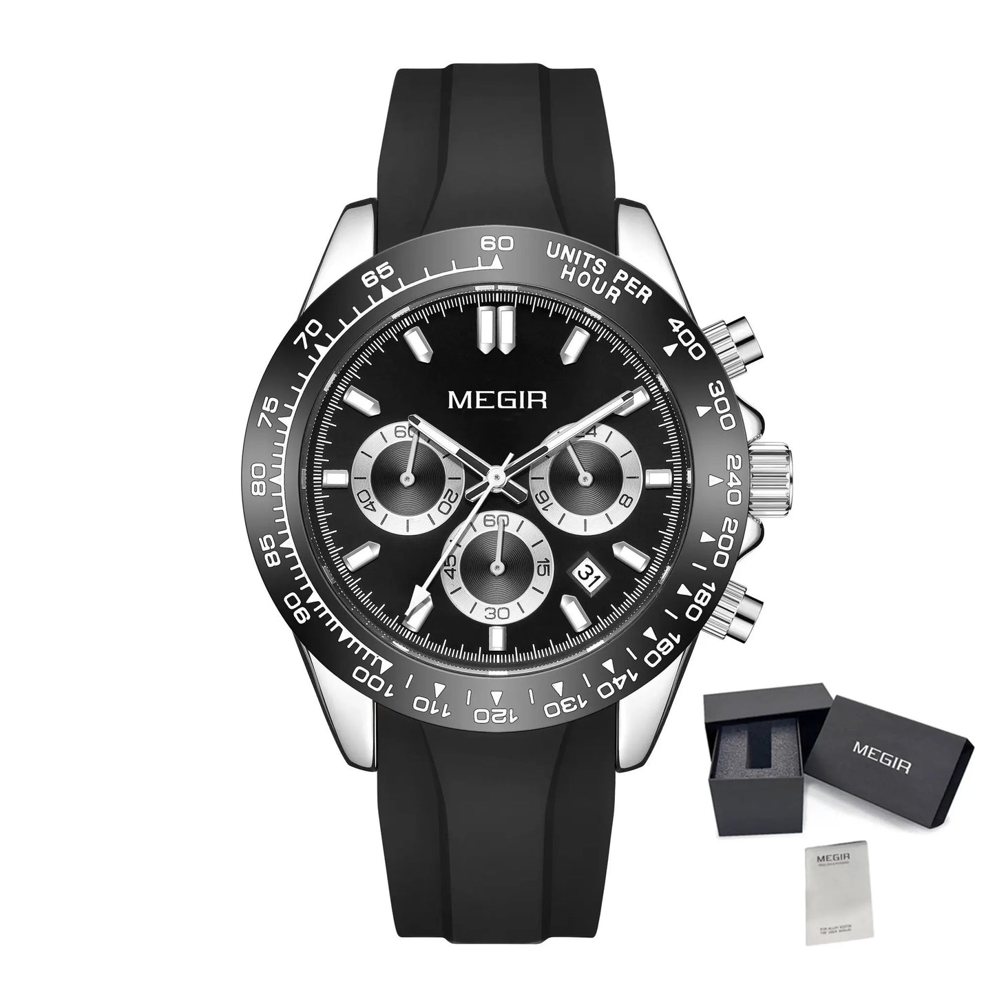 MEGIR Fashion Business Watches for Men Sport Quartz Wristwatch Waterproof Date Clock Chronograph 24-hour Relogio Masculino 8104 by MEGIR WATCH GROUP