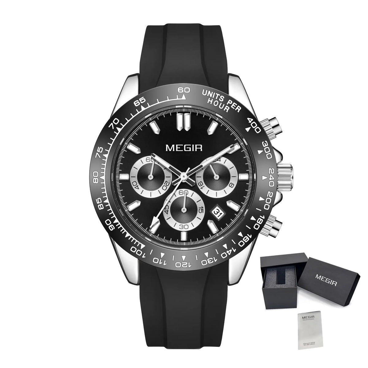MEGIR Fashion Business Watches for Men Sport Quartz Wristwatch Waterproof Date Clock Chronograph 24-hour Relogio Masculino 8104 by MEGIR WATCH GROUP