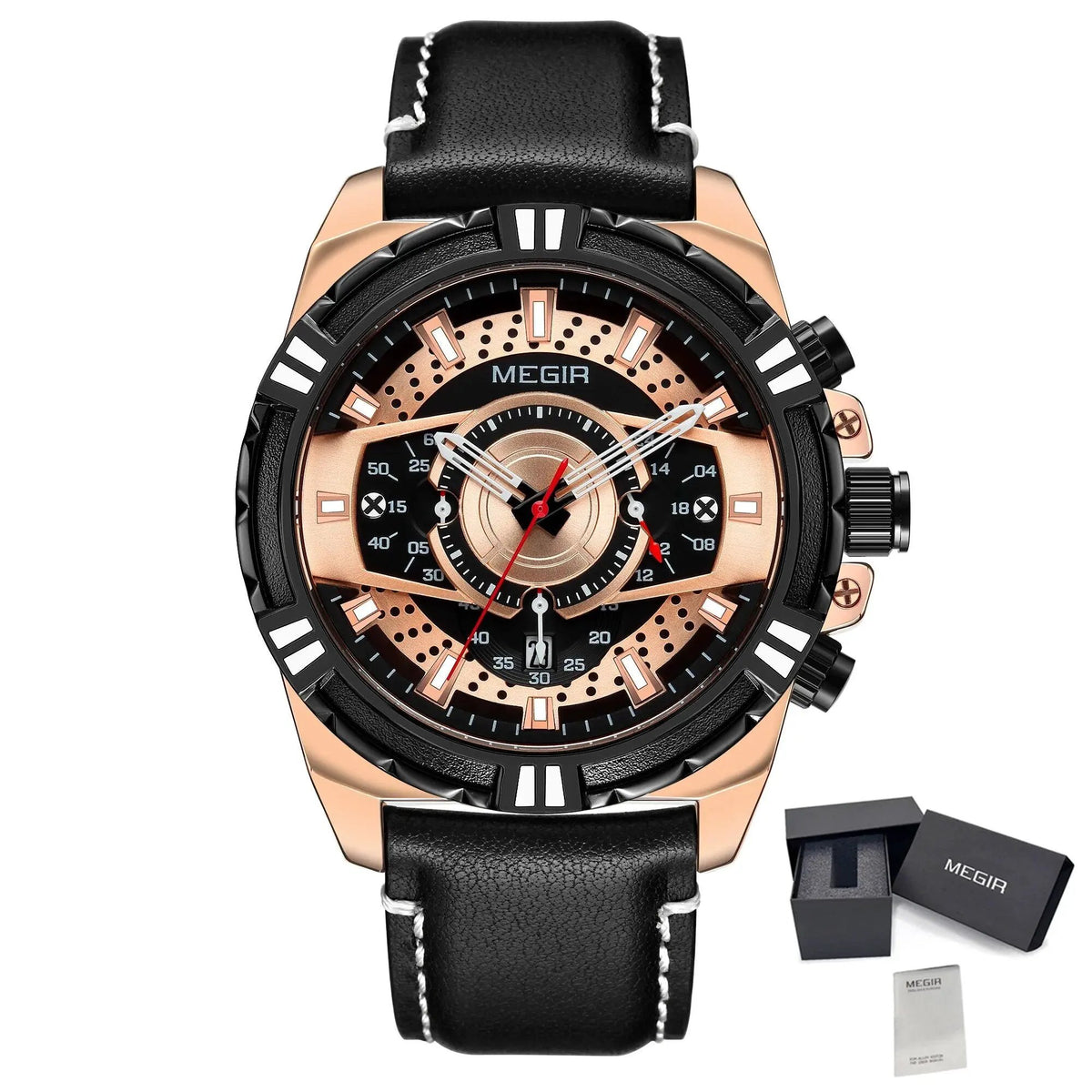 MEGIR Luxury Men Casual Sport Watch Leather Strap Quartz Wristwatch Waterproof Calendar Man Chronograph Clock Montre Homme 2118 by MEGIR WATCH GROUP