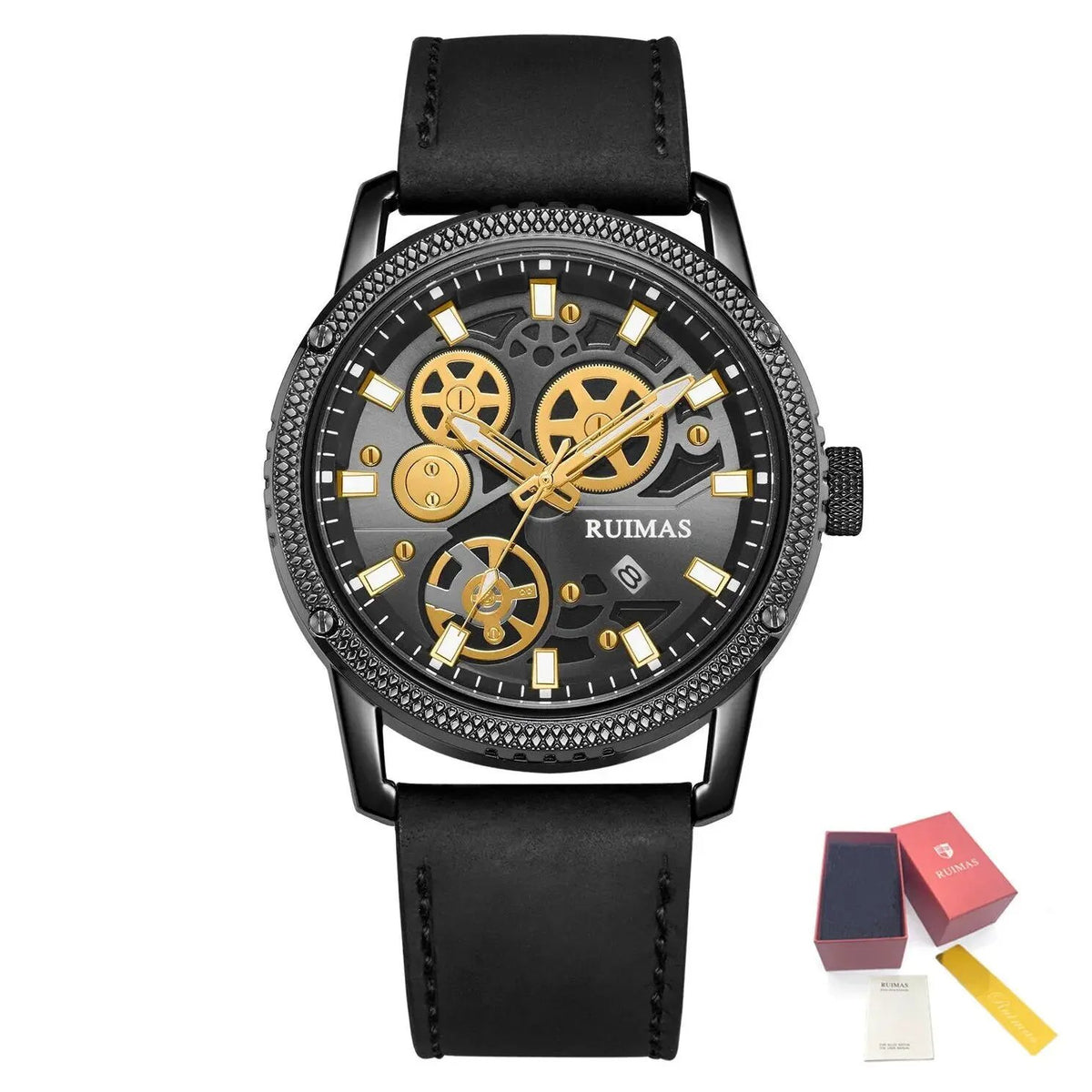 RUIMAS Relogio Masculino Luxury Leather Band Quartz Wristwatch Men Big Dial Moda Watches Waterproof Sport Military Reloj Hombre 306 by MEGIR WATCH GROUP
