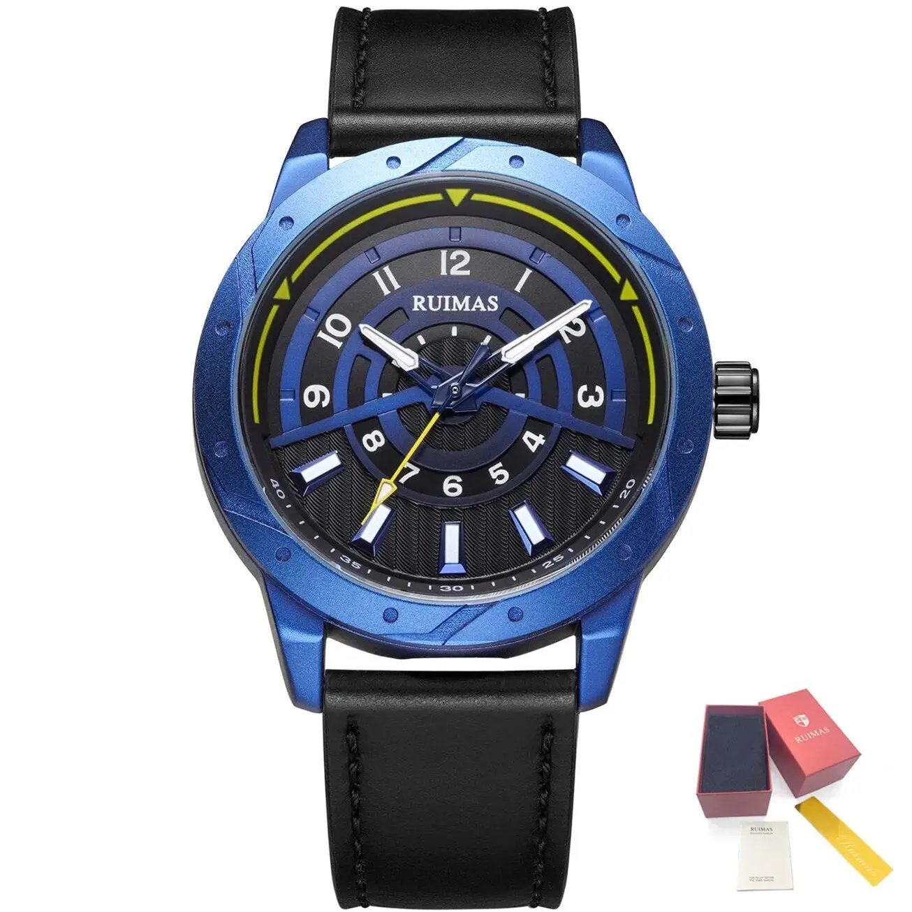 RUIMAS Men Wristwatch Luxury Leather Sports Military Wrist Watches Waterproof Large Dial Casual Quartz Clock Relogio Masculino 594 by MEGIR WATCH GROUP