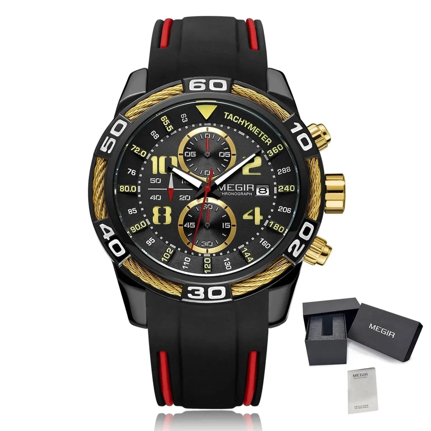 MEGIR Fashion Sports Watches for Men Luxury Quartz Casual Wristwatch Silicone Strap Man Chronograph Clock Relogio Masculino 2045 by MEGIR WATCH GROUP