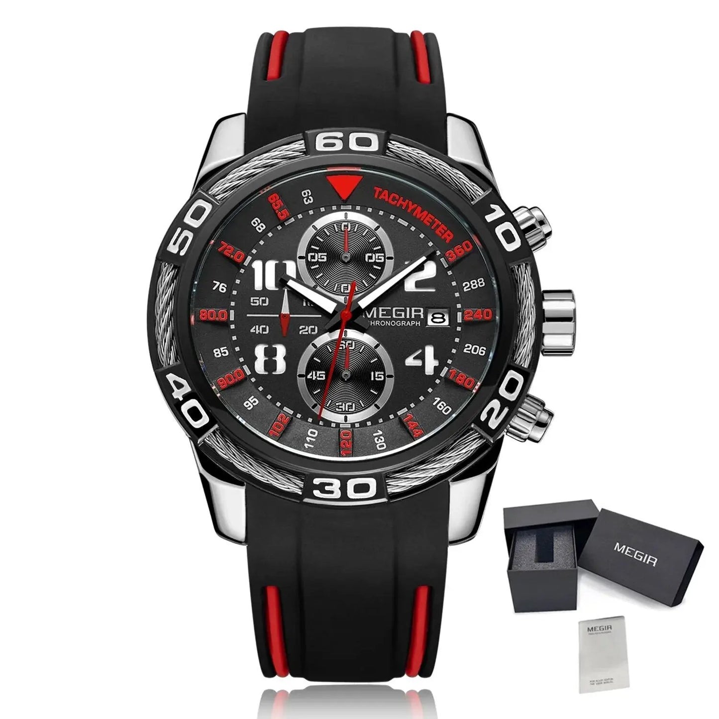 MEGIR Fashion Sports Watches for Men Luxury Quartz Casual Wristwatch Silicone Strap Man Chronograph Clock Relogio Masculino 2045 by MEGIR WATCH GROUP