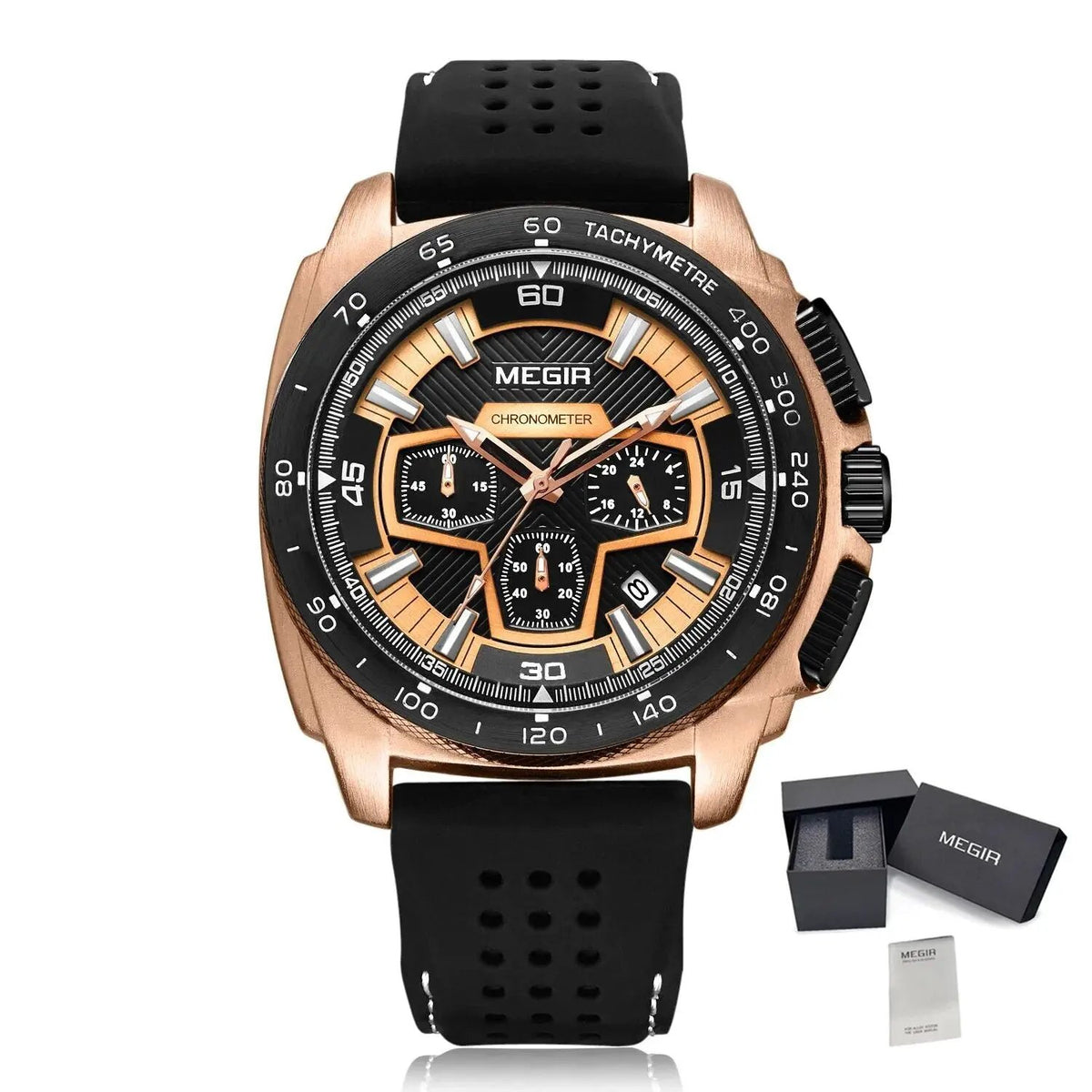 MEGIR Chronograph Men Sport Watches Fashion Silicone Strap Military Quartz Wristwatch Clock Relogio Masculino 2056 by MEGIR WATCH GROUP
