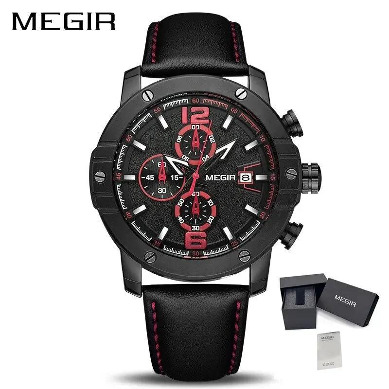 MEGIR Fashion Men's Quartz Watch Chronograph Leather Strap Business Casual Wristwatch Sports Watches Relogio Masculino 2046 by MEGIR WATCH GROUP