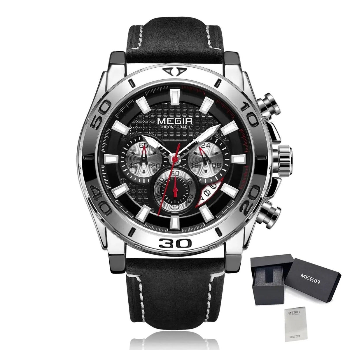 MEGIR Men Watches Brand Luxury Sports Quartz Chronograph Men's Army Military Wristwatch Leather Strap Male Clock Reloj Hombre 2094 by MEGIR WATCH GROUP