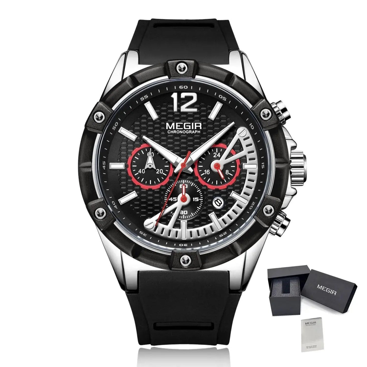 MEGIR Fashion Men Watches Silicone Strap Sport Military Watch Chronograph Waterproof Male Wristwatch Clock Montre Homme 2083 by MEGIR WATCH GROUP