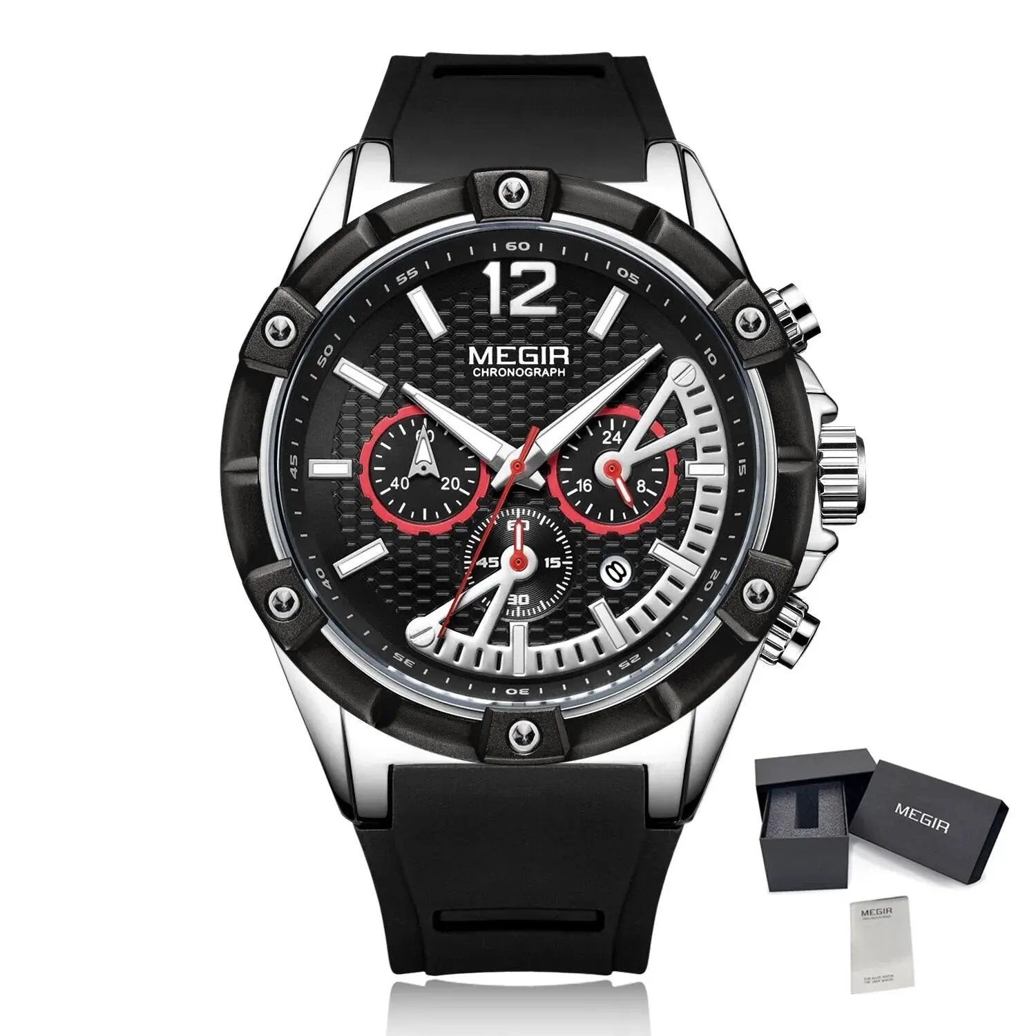 MEGIR Fashion Men Watches Silicone Strap Sport Military Watch Chronograph Waterproof Male Wristwatch Clock Montre Homme 2083 by MEGIR WATCH GROUP